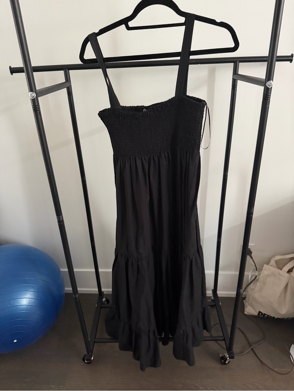 Zara Black Smocked Strap Maxi Dress